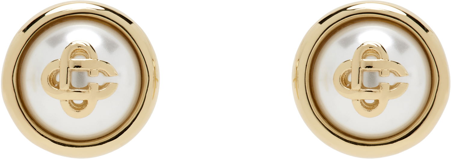 Náušnice Casablanca Faux-Pearl Logo Stud Earrings Metalická | APS25-JW-094-01, 0