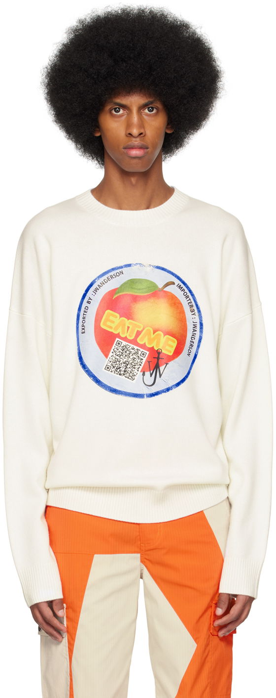 Sveter JW Anderson 'Eat Me' Sweater Biela | KW0804-YN0243, 0