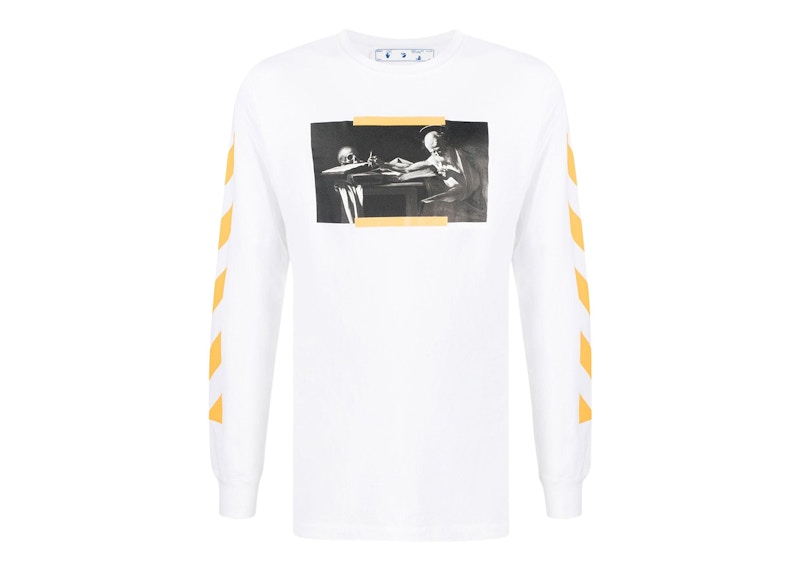 Tričko Off-White Saint Jerome Writing Print Longsleeve T-Shirt Biela | OMAB001F21JER0040184, 0