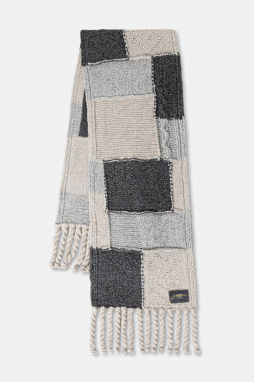 Šál GANNI Knitted Wool Cotton Bubble Patchwork Scarf Rôznofarebný | A6662