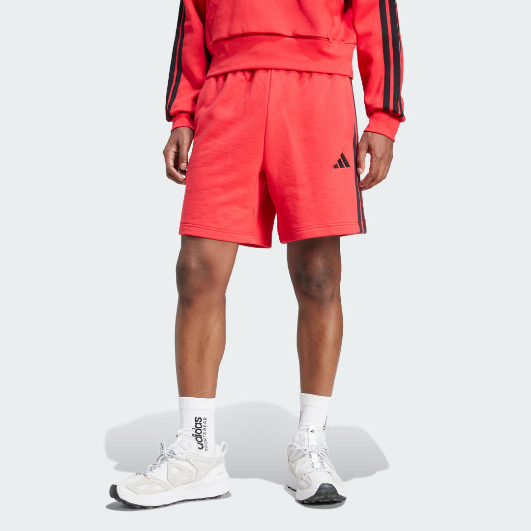 Šortky adidas Performance Essential 3-Stripes French Terry Shorts Červená | JE6415, 0