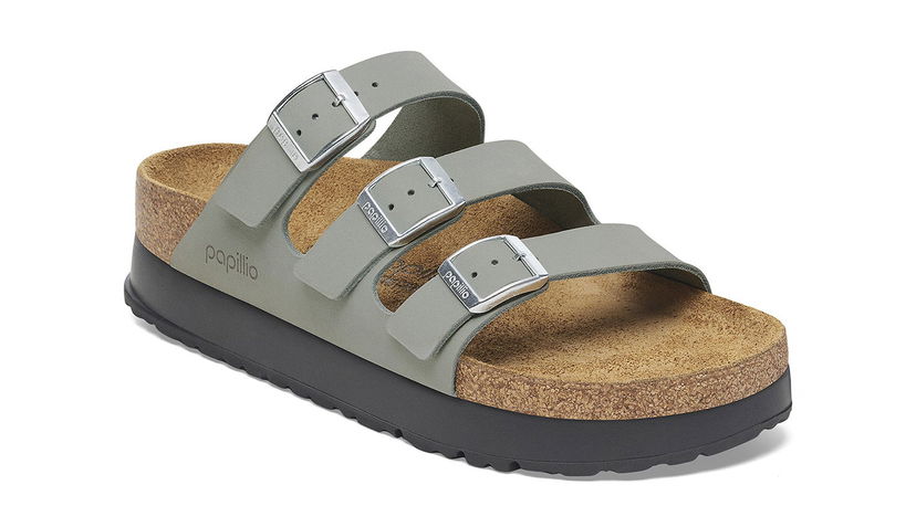 Tenisky a topánky Birkenstock Florida III Papillio Platform Nubuk Leather Narrow Fit Sandals Šedá | 1029757