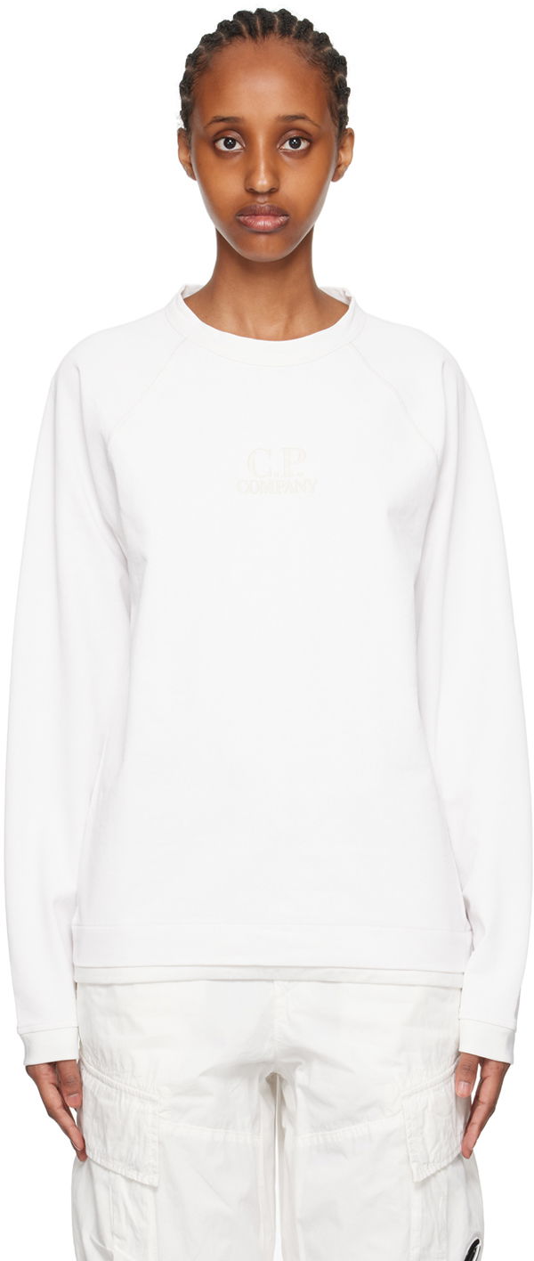 Mikina C.P. Company Embroidered Sweatshirt Biela | 14CMSS305A-006523G, 0