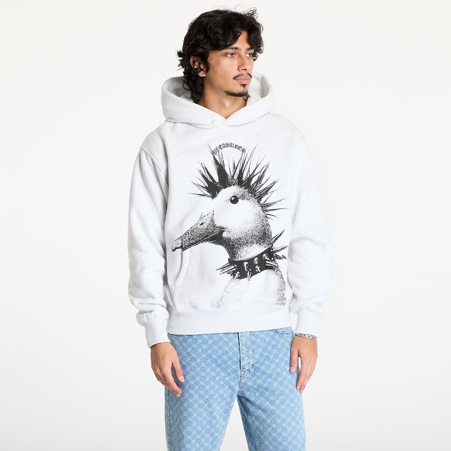 Mikina Pleasures Punk Duck Print Hoodie Šedá | P24W021 GREY, 0