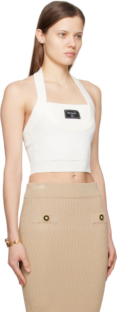 Sukňa Balmain Balmain Ribbed Knit Halter Top Béžová | EF1AA380KI10, 1