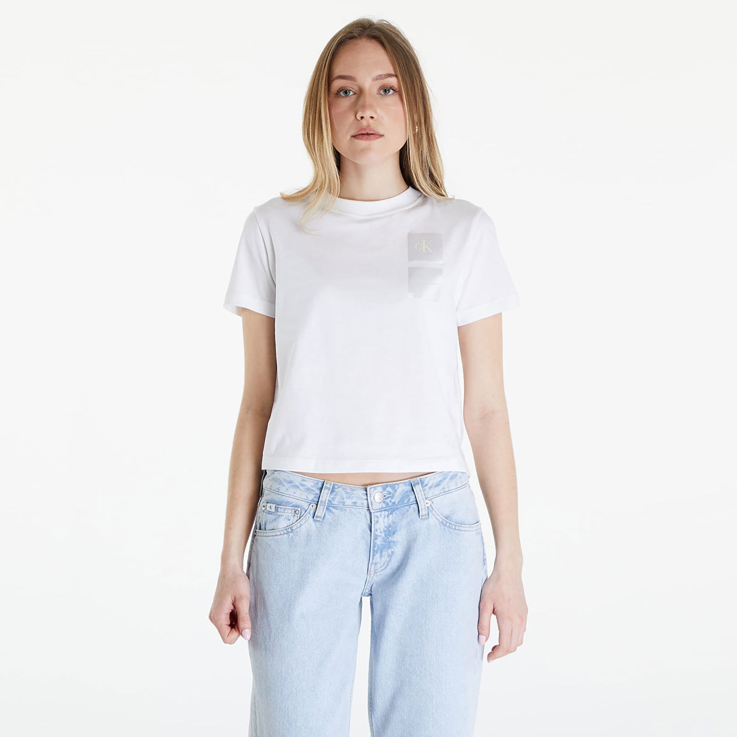 Tričko CALVIN KLEIN Jeans Satin Boxes Baby Tee White Biela | J20J223700 YAF, 0