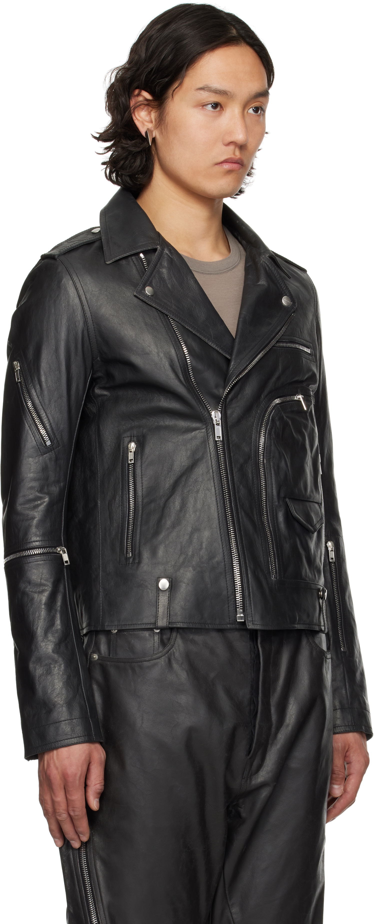 Bunda Rick Owens Rick Owens Hollywood Bauhaus Stooges Leather Jacket Čierna | RU01E5765 LTP, 1