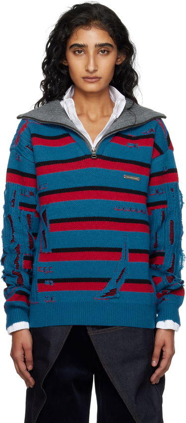 Sveter Andersson Bell Andersson Bell Stripe Jacquard Half Zip-Up Sweater Modrá | atb1331m, 0