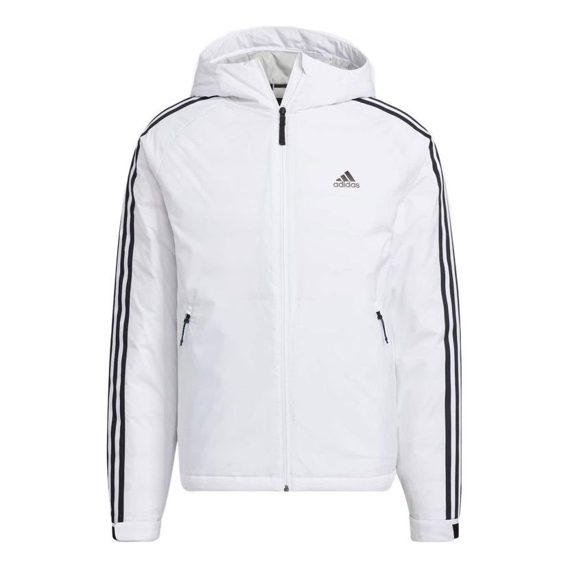 Vetrovka adidas Originals Essentials 3-Stripes Insulated Hooded Jacket Biela | HN2122