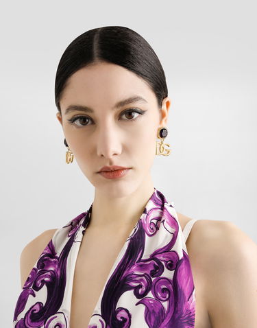 Náušnice Dolce & Gabbana Dolce & Gabbana Logo Clip Earrings with Crystals Metalická | WER6M1W1111ZOO00, 1