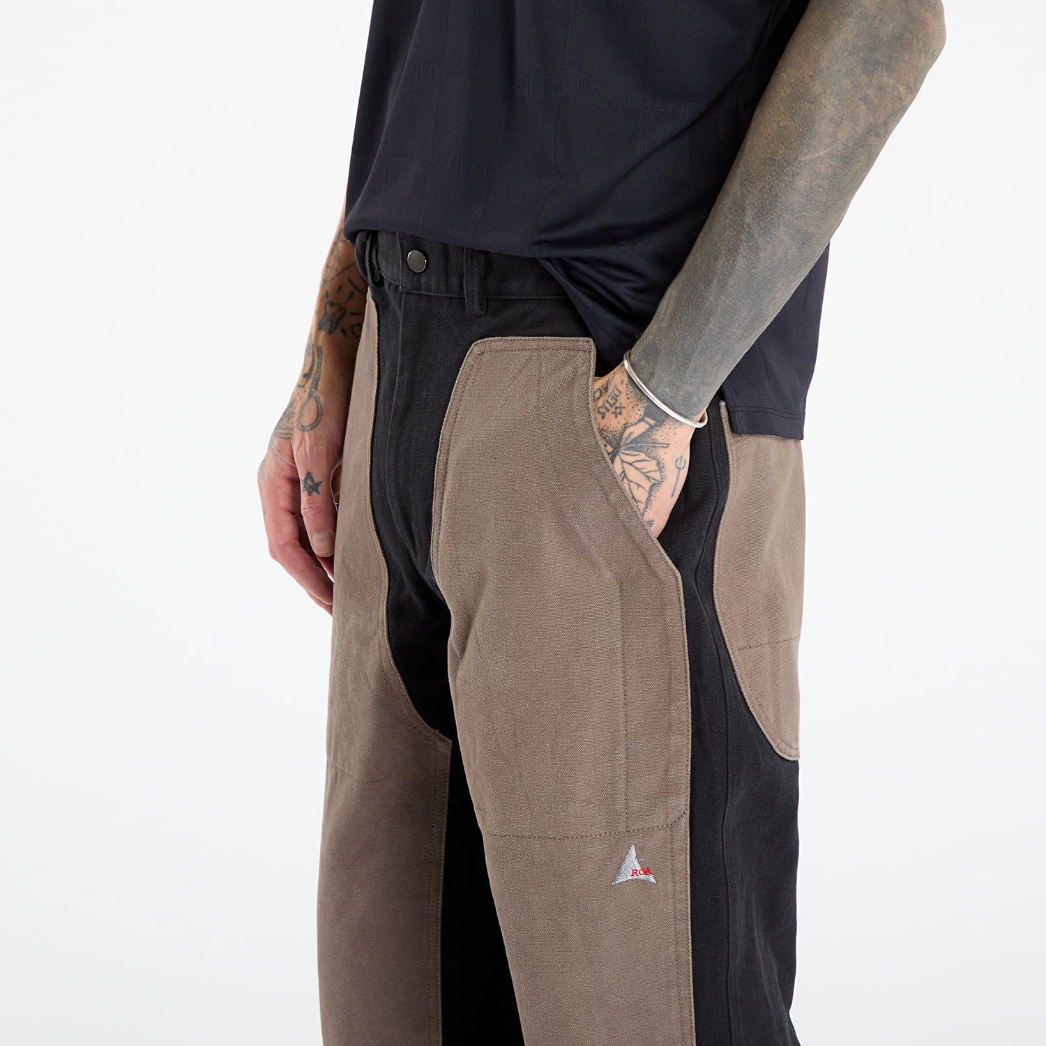 Nohavice ROA Fomes Double Knee Washed Canvas Pant Hnedá | RBMW0526FA346 BLK0028, 1