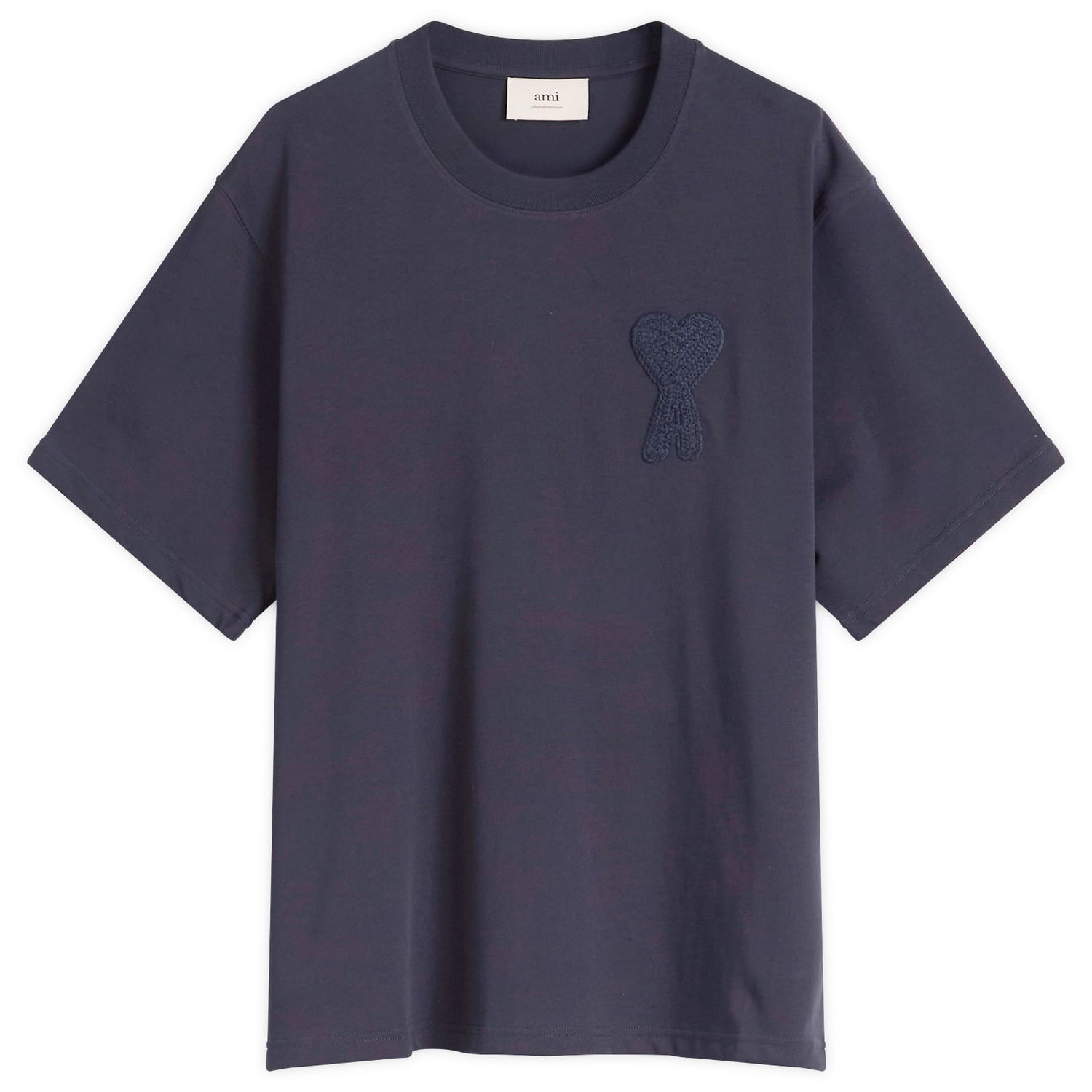 Tričko AMI AMI Paris Men's Woven Logo T-Shirt, Size Large Navy | HTS055-726-4011, 1