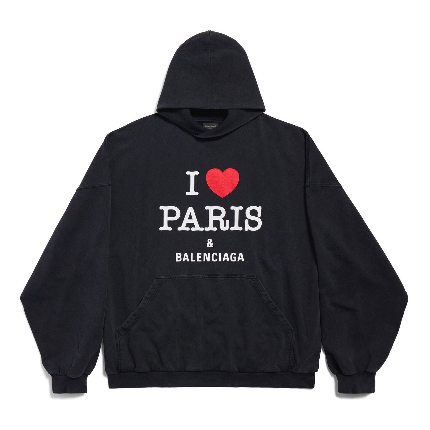 Mikina Balenciaga I Love Paris Hoodie Large Fit Čierna | 803265TRVM61041, 0