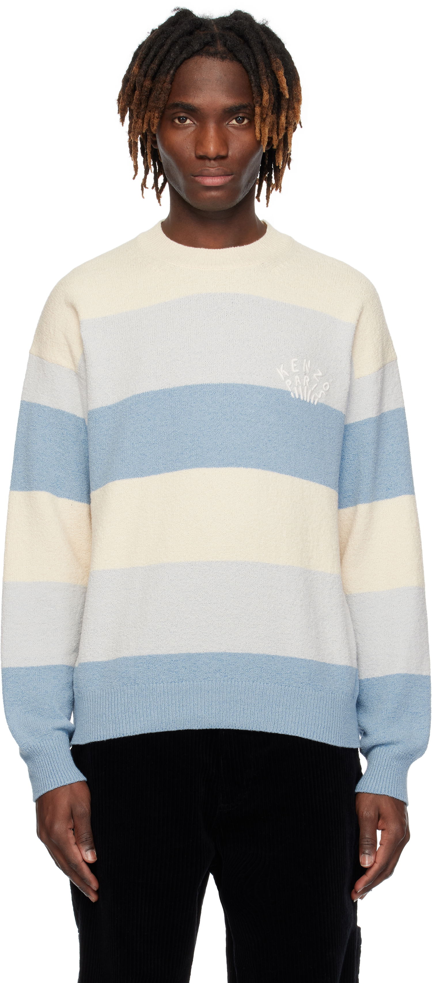 Sveter KENZO Kenzo Paris Embroidered Striped Sweater Modrá | FF55PU7063CC, 0