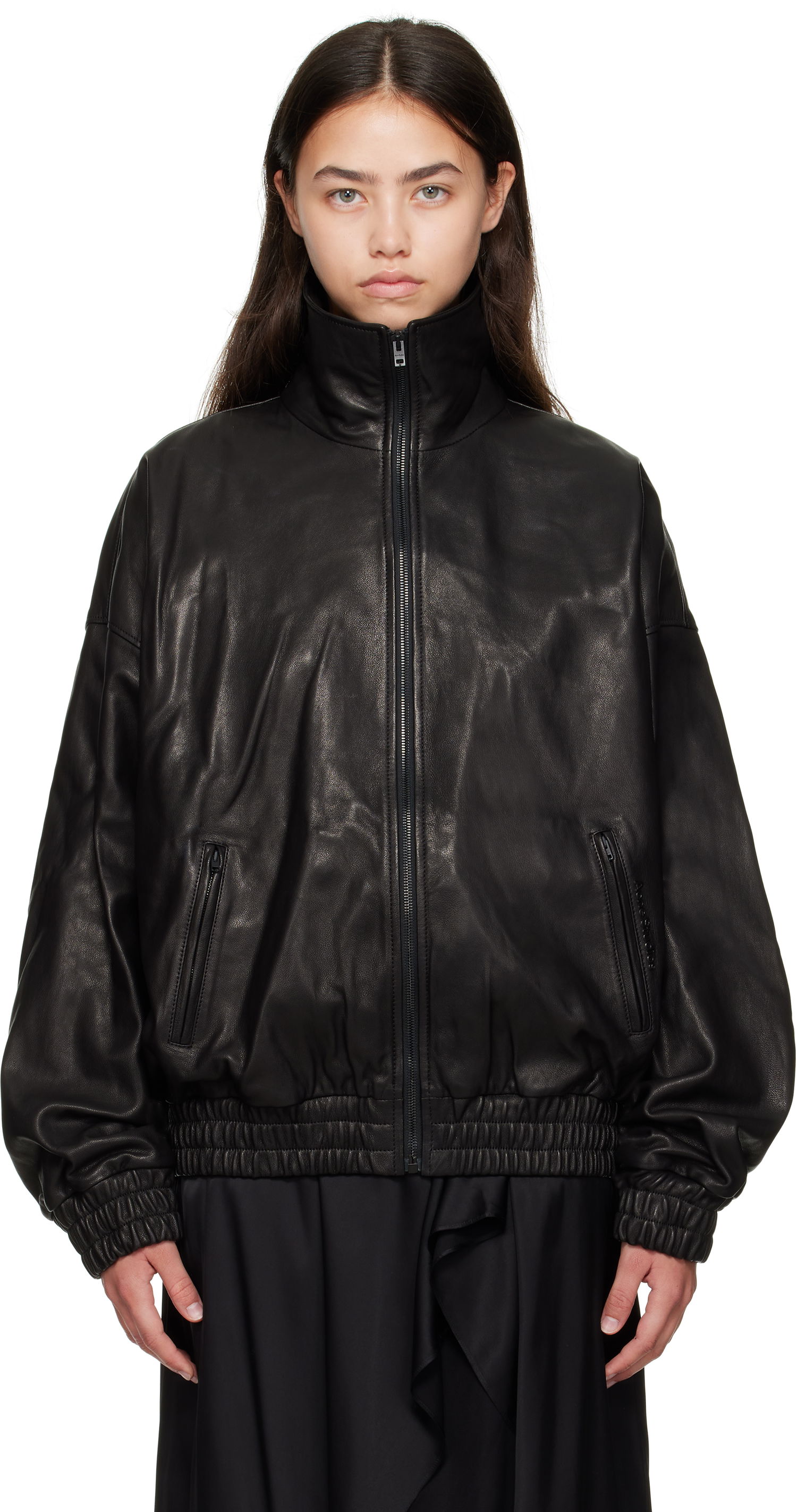 Bunda Acne Studios Acne Studios Zip Leather Jacket Čierna | A70201-, 0