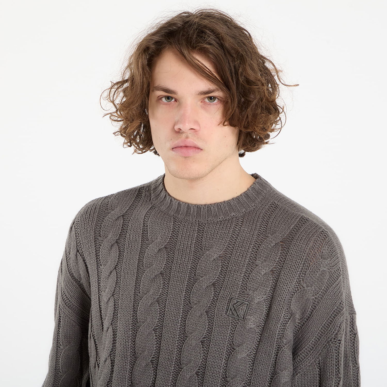 Sveter Karl Kani Karl Kani Cable Knit Sweater Šedá | PD00008929, 1