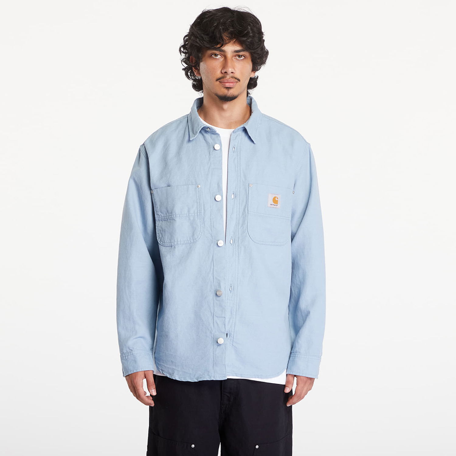Bunda Carhartt WIP Walter Shirt Jacket UNISEX Misty Sky Rinsed Modrá | I033578.0W902, 0