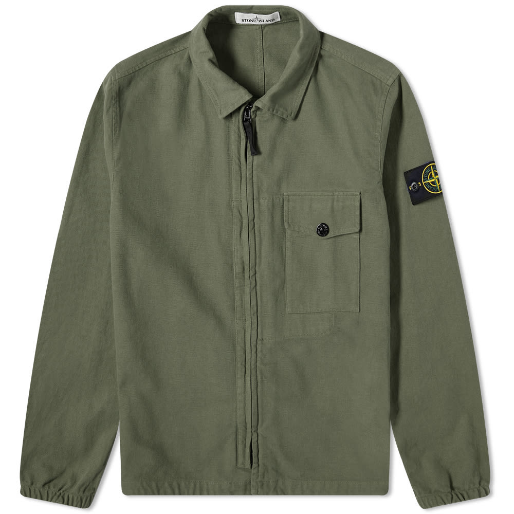 Košeľa Stone Island Garment Dyed Zip Shirt Overshirt Zelené | 751510704-V0055, 0