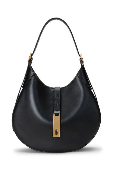 Kabelka Polo by Ralph Lauren Leather Hobo Bag Čierna | 428944017, 0