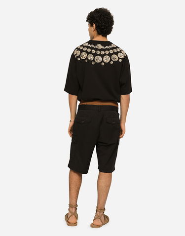 Cargo nohavice Dolce & Gabbana Stretch Cotton Cargo Shorts With Brand Plate Čierna | GV5IHTFUFJRN0000, 2