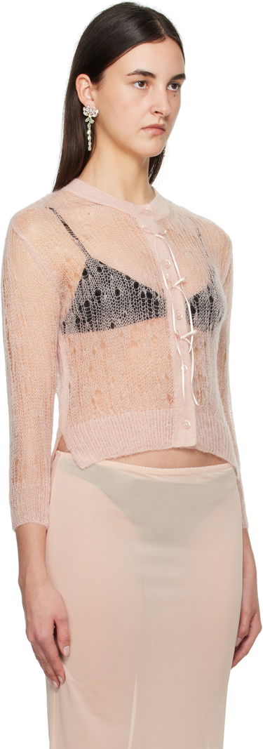 Sveter Simone Rocha Simone Rocha Cropped Open Knit Cardigan Ružová | AMK20R 0643, 1
