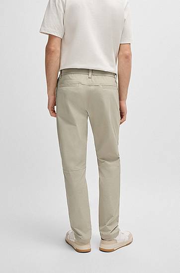 Nohavice BOSS Tapered-Fit Technical-Stretch Chinos Béžová | 50519228, 1