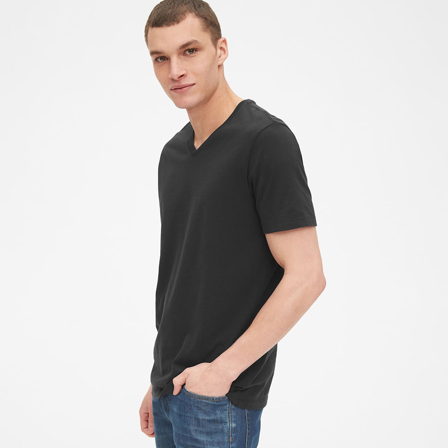 Tričko GAP T-shirt Classic Vneck Tee True Black M Čierna | 440768-03, 0