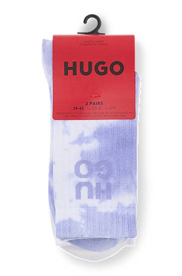 Ponožky BOSS Two-Pack of Ribbed Short Socks with Stacked HUGO Logos Fialová | 50537570, 1