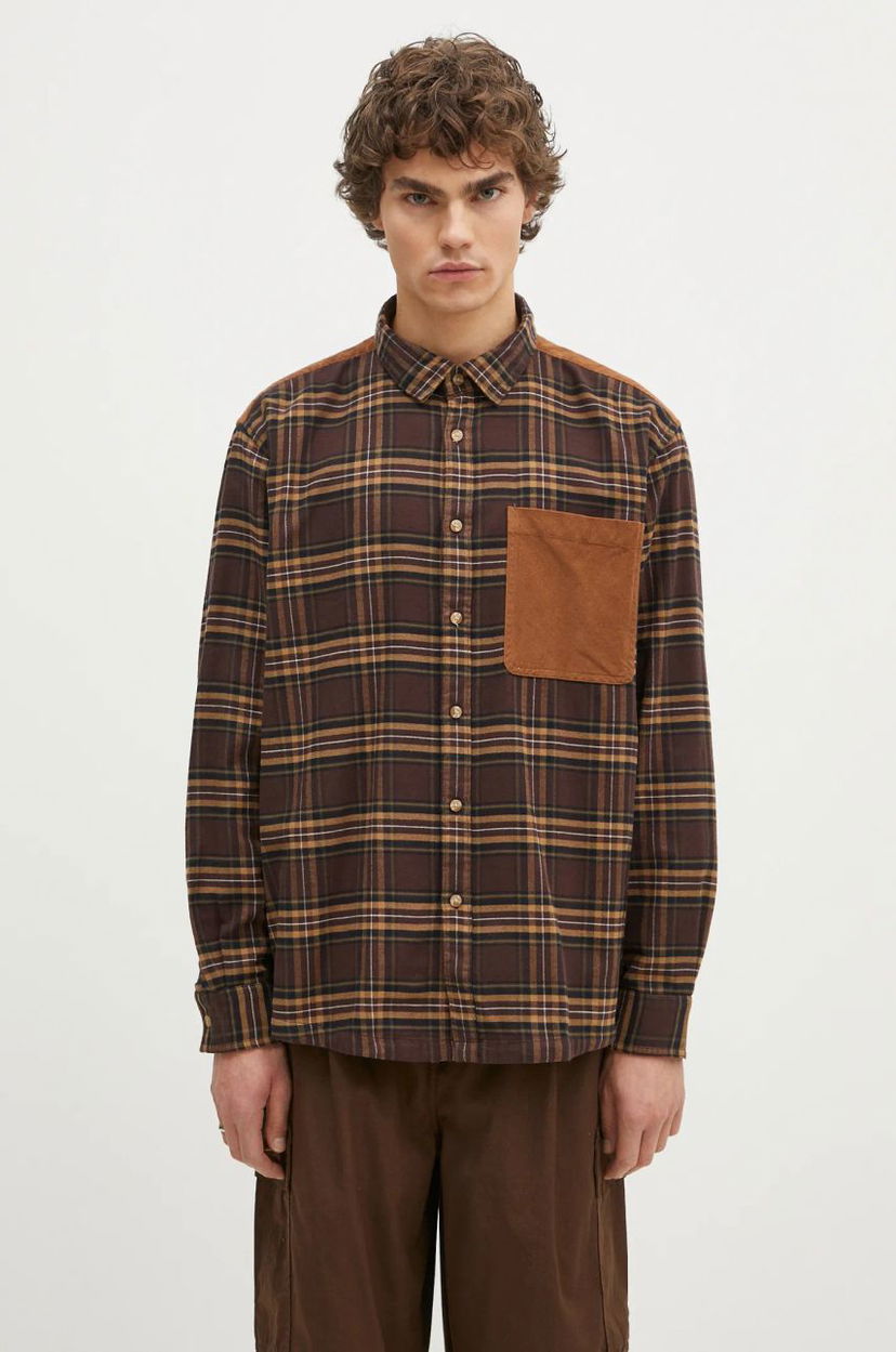 Košeľa Barbour Barbour Wolfwood OS Checked Shirt, Regular Fit Hnedá | MSH5508