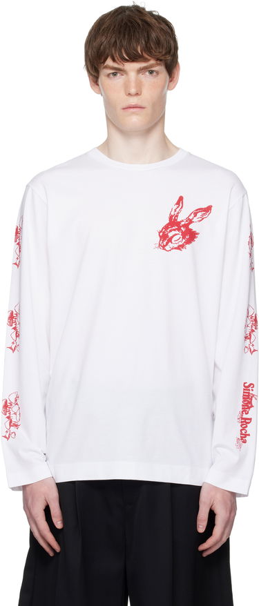 Tričko Simone Rocha Simone Rocha Tortoise & Hare Graphic Long Sleeve T-Shirt Biela | 5194P51-M 0569, 0