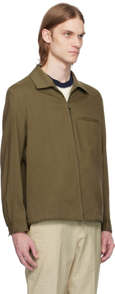 Bunda BOSS BOSS Relaxed-Fit Zipped Overshirt Zelené | 50540701, 1