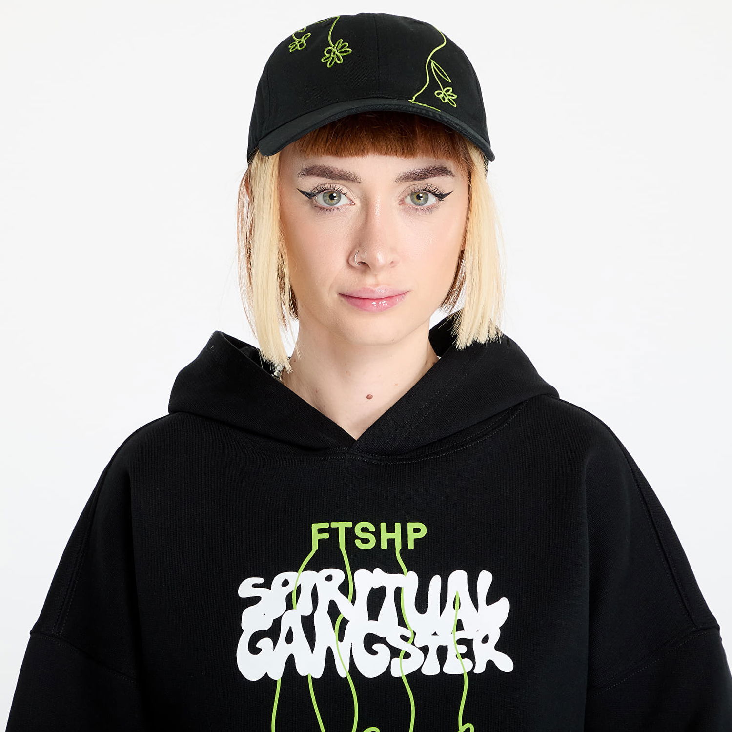 Šiltovka Footshop Black Baseball Cap with Flower Embroidery Čierna | FTSHP_397, 1