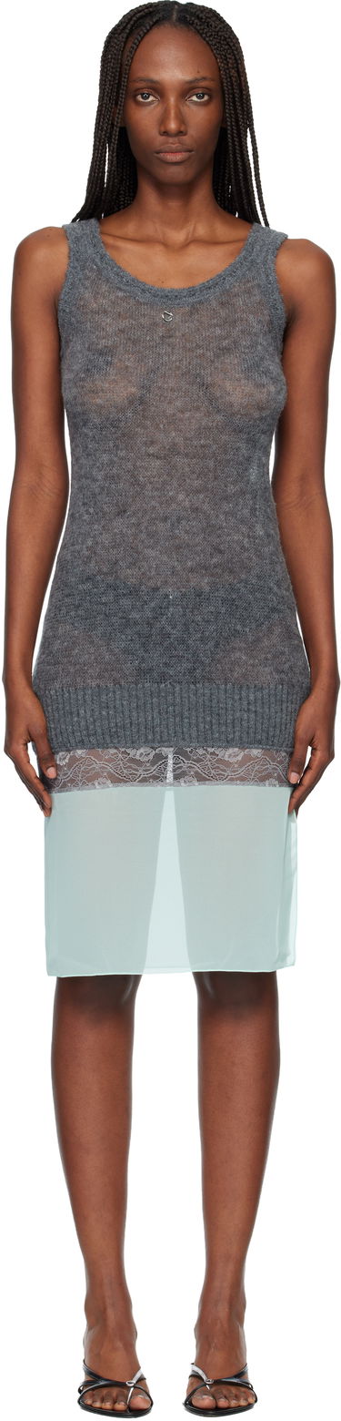 Šaty Coperni Multi-Layer Knit Slip Midi Dress Modrá | COPML173Y1003, 0