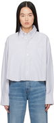 Cotton Cropped Oversized Striped Button-Down Shirt