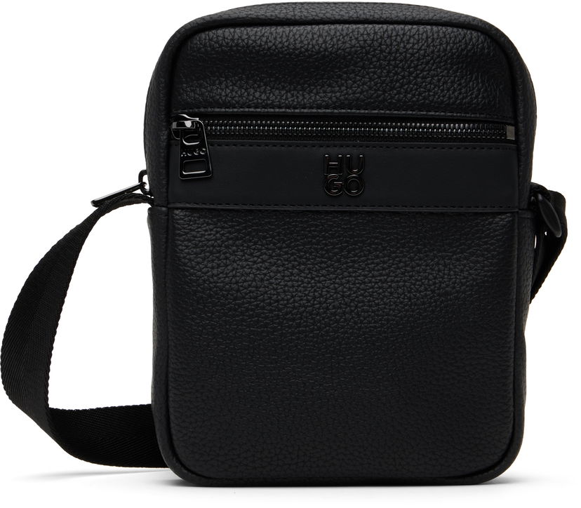 Taška cez rameno BOSS Hugo Logo Hardware Faux-Leather Messenger Bag Čierna | 50547439