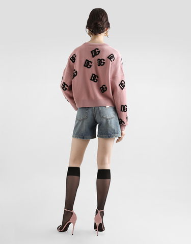 Sveter Dolce & Gabbana Dolce & Gabbana Cropped Wool Cardigan With DG Logo Ružová | FXV52TJCVZLF0473, 2