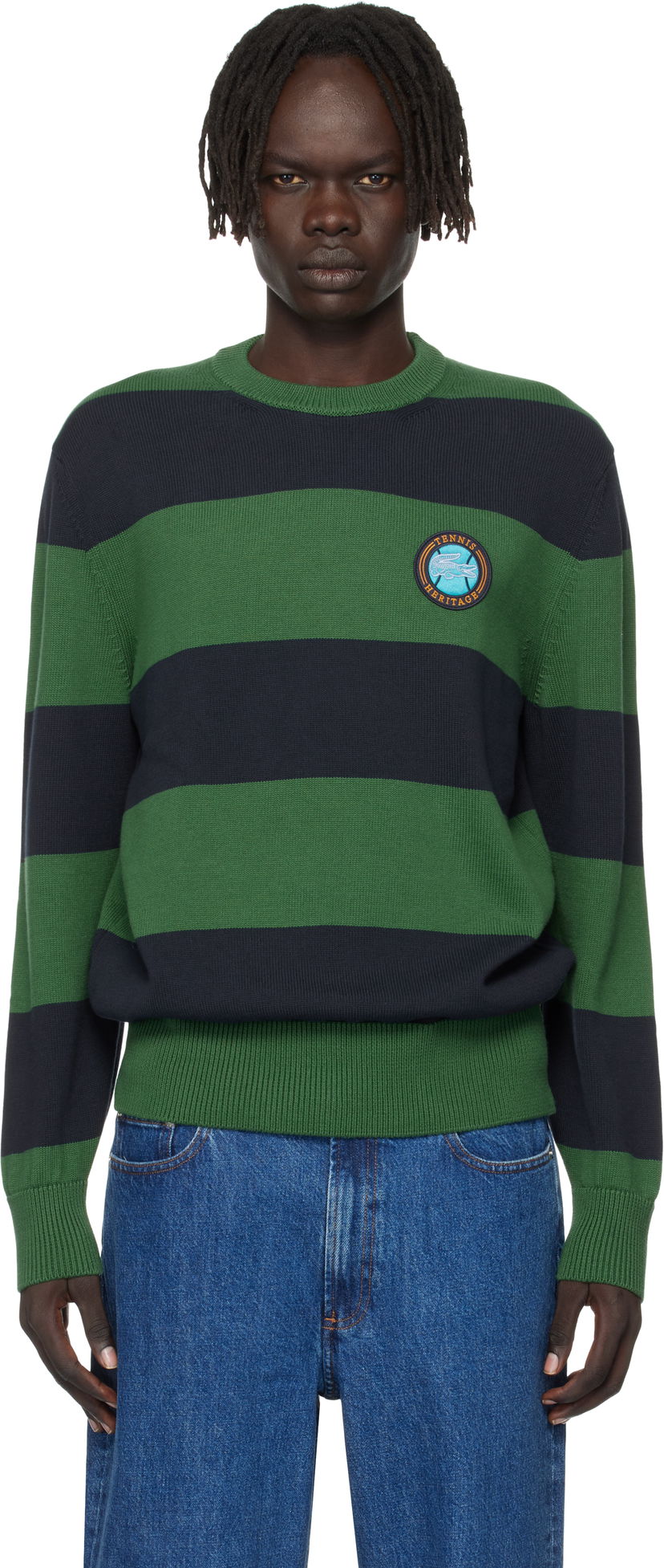 Sveter Lacoste Lacoste Striped Cotton Jersey Sweater Zelené | AH5179_C5C