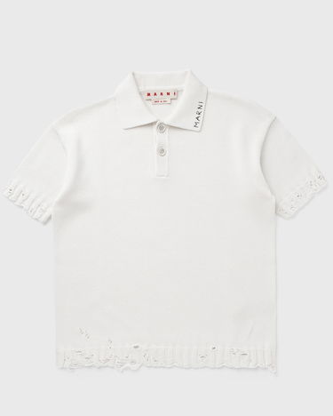 Polo tričko Marni Marni Distressed Knit Polo Shirt Biela | POMG0071Q0-00W01, 0