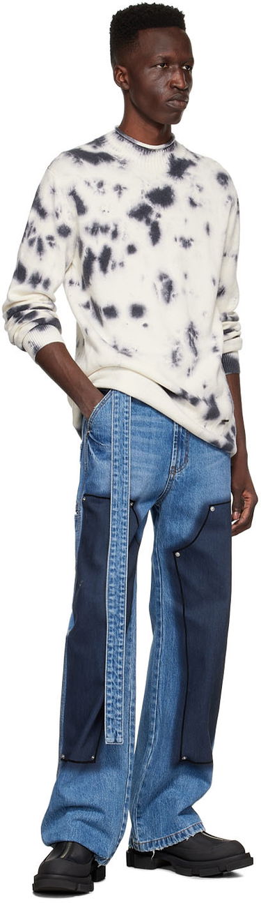 Sveter We11done Tie-Dye Wool Sweater Biela | WD-KT1-22-604-U-BK, 3