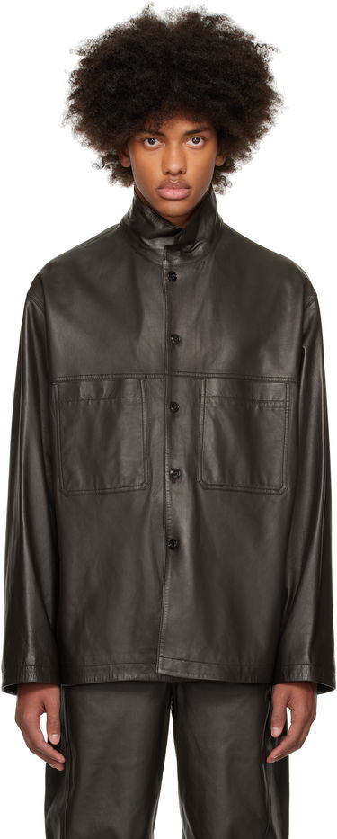 Košeľa LEMAIRE Lemaire Stand Collar Leather Shirt Čierna | OV1006 LL0094, 0