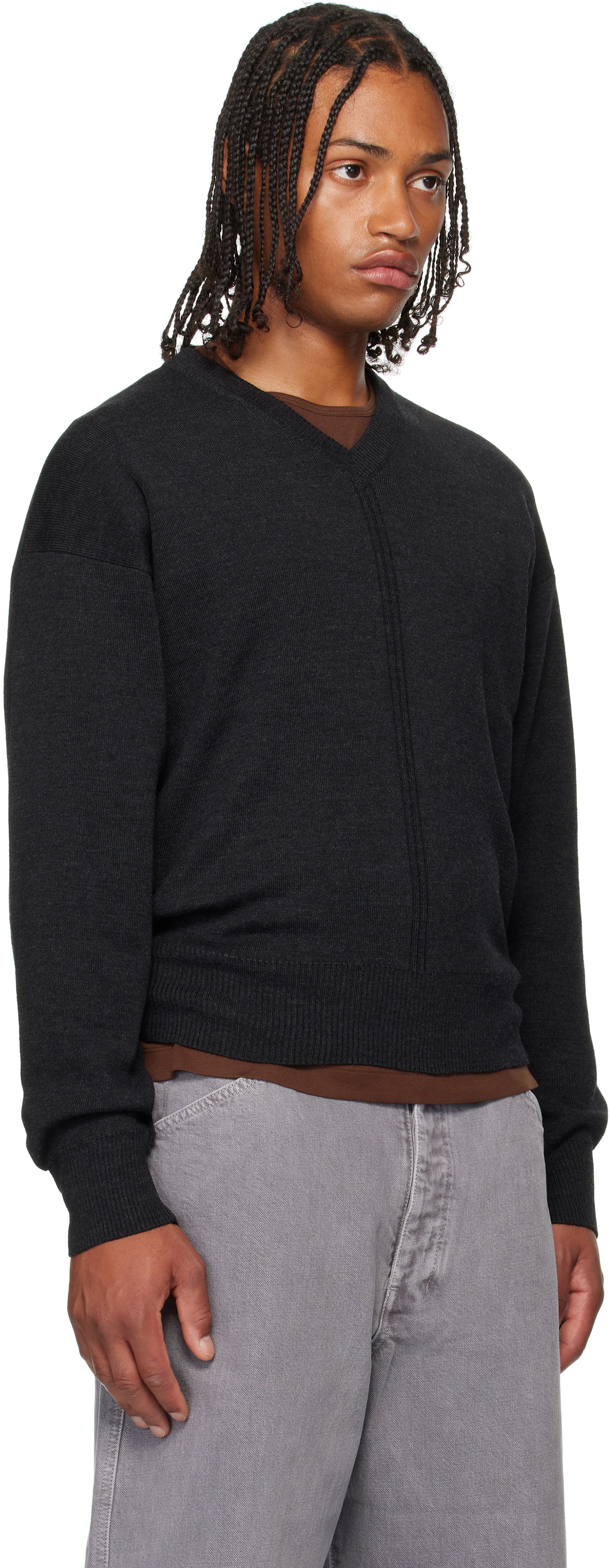 Sveter LEMAIRE LEMAIRE V-Neck Sweater Čierna | TO1430 LK087, 1