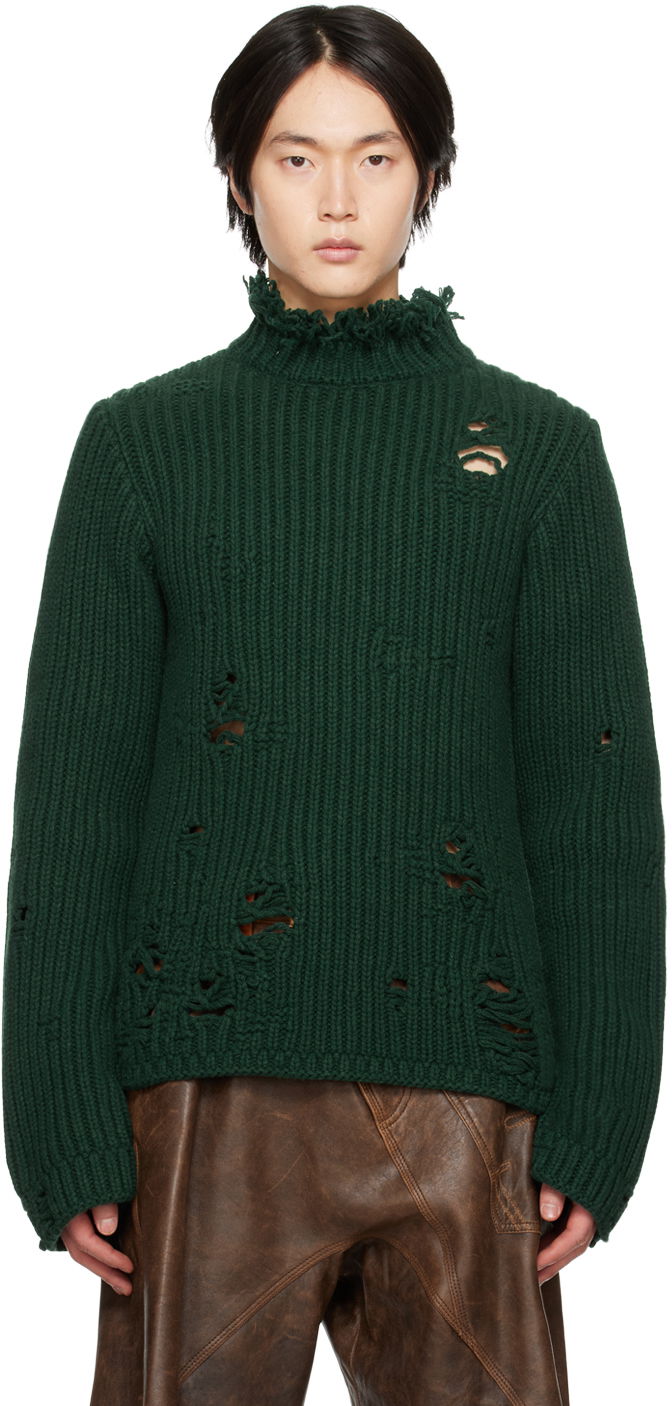 Sveter JW Anderson Green Distressed Turtleneck Zelené | KW0792-YN0248, 0