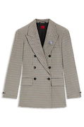 Relaxed-fit double-breasted blazer with micro houndstooth