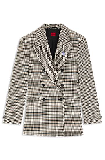 Bunda BOSS Relaxed-fit double-breasted blazer with micro houndstooth Rôznofarebný | 50554439