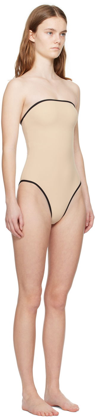 Plavky TOTEME TOTEME Women's Bandeau One-Piece Swimsuit Béžová | 241-WSW1027-FB0097, 1
