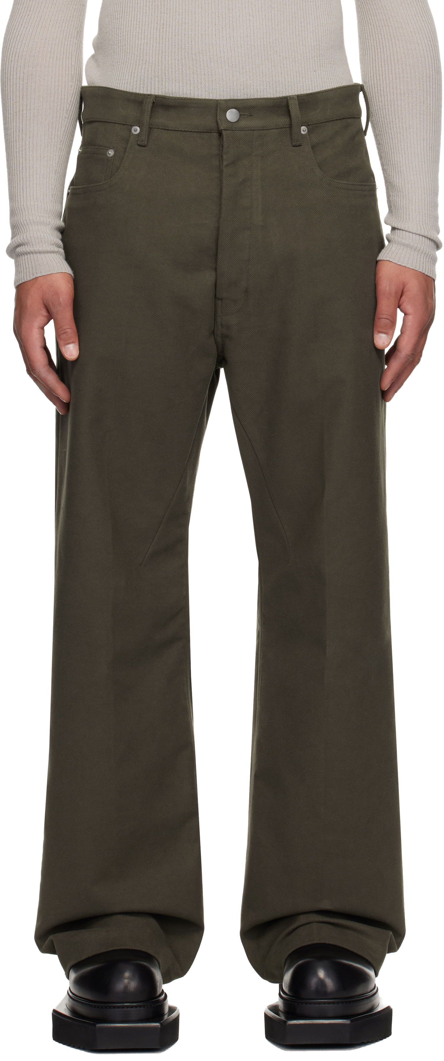 Džínsy Rick Owens Concordians Geth Wide-Leg Twill Jeans Zelené | RU02E1333 TB, 0