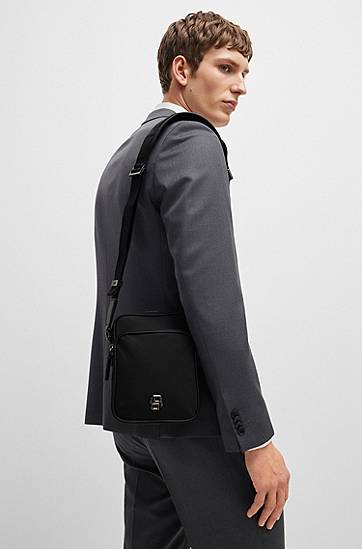 Taška cez rameno BOSS BOSS Twill Reporter Bag with Double B Monogram Čierna | 50523462, 1