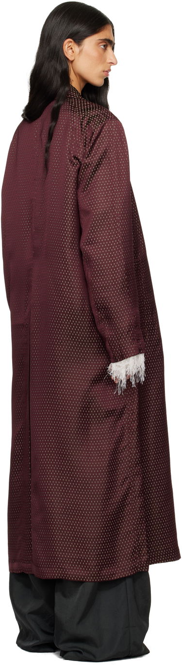 Kabáty Dries Van Noten Dries Van Noten Fringe-Trim Jacquard Mac Coat Vínová | 252-010203-2350, 2