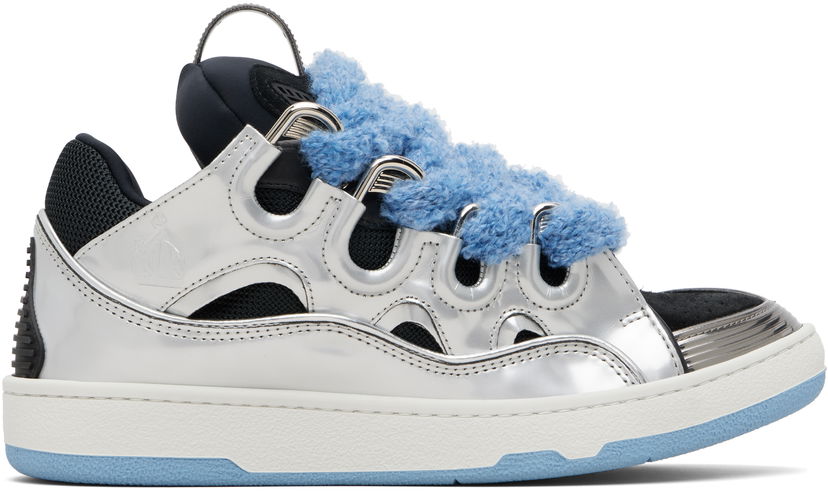 Tenisky a topánky LANVIN Silver & Blue Curb Metallic Leather Metalická | FU-SKDK12-META-H25