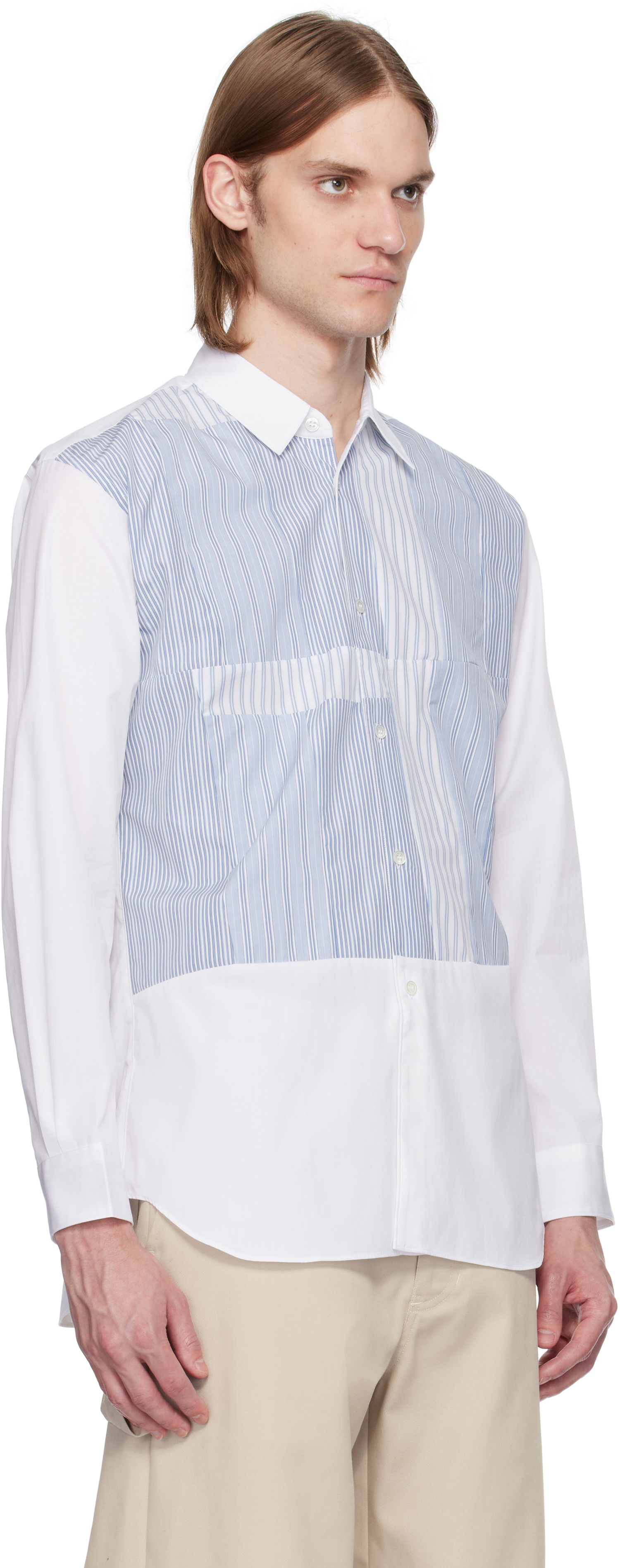 Košeľa Comme des Garçons Comme des Garçons Yarn Dyed Stripe Poplin Shirt Biela | FO-B027-051, 1